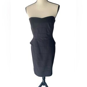WHBM strapless peplum stretch black cocktail party dress size 6